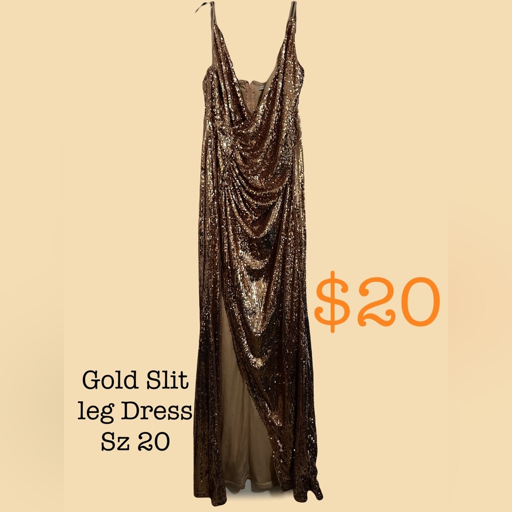 Elegant Gold Sequin Evening Gown